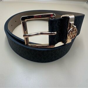 Michael Kors Signature Belt MK Logo Black & Grey Women's Size Medium NWT